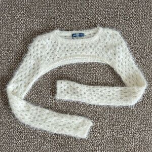Urban Outfitters Cream Bolero Open-Knit Fuzzy Sweater